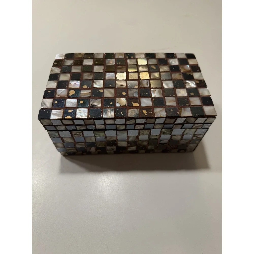 Beautiful Handmade & Applied Multicolor Mosaic Glass Tiles Wood Box lined